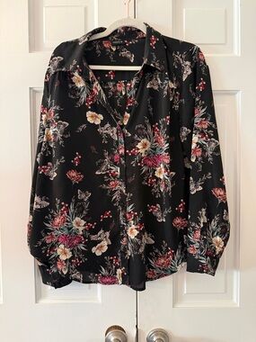 torrid Black Floral Button-Down Shirt